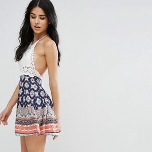 Kiss The Sky Crochet Top Print Festival Dress